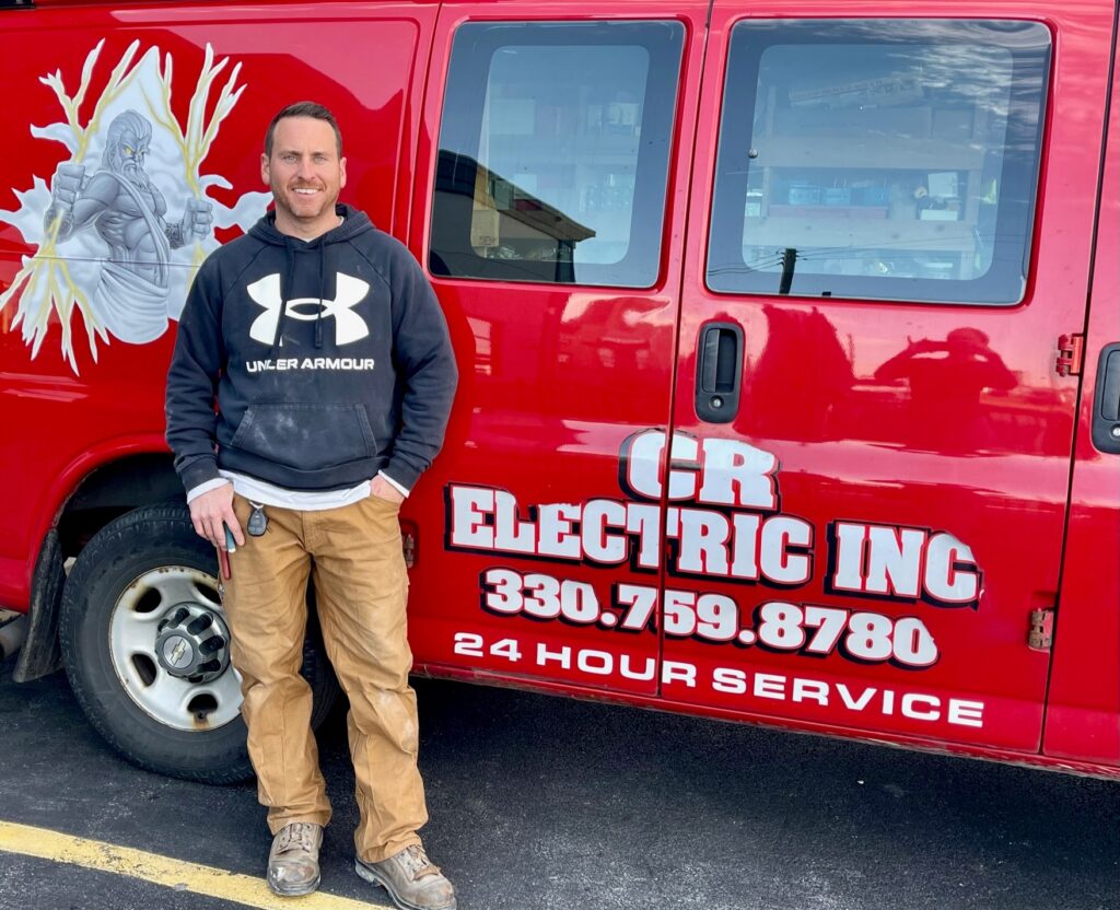 Eric Clayton, of CR Electric in Girard, tested into journeyman electrician after 15,000 hours of work.