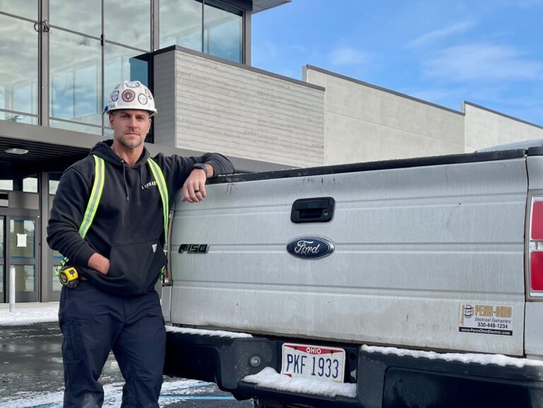 Jeremy Morrow, foreman at Penn-Ohio, outside the Meijer store in Austintown.
