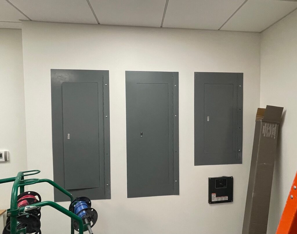 After picture of the main electrical panels inside Chase Bank.