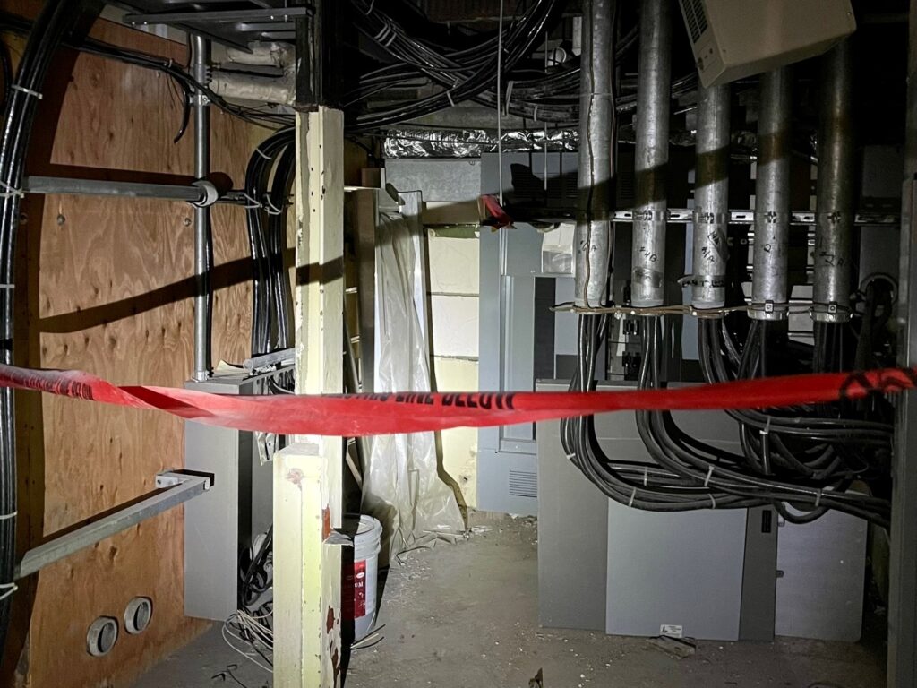 Room with main power feeds for other floors of Federal Place.