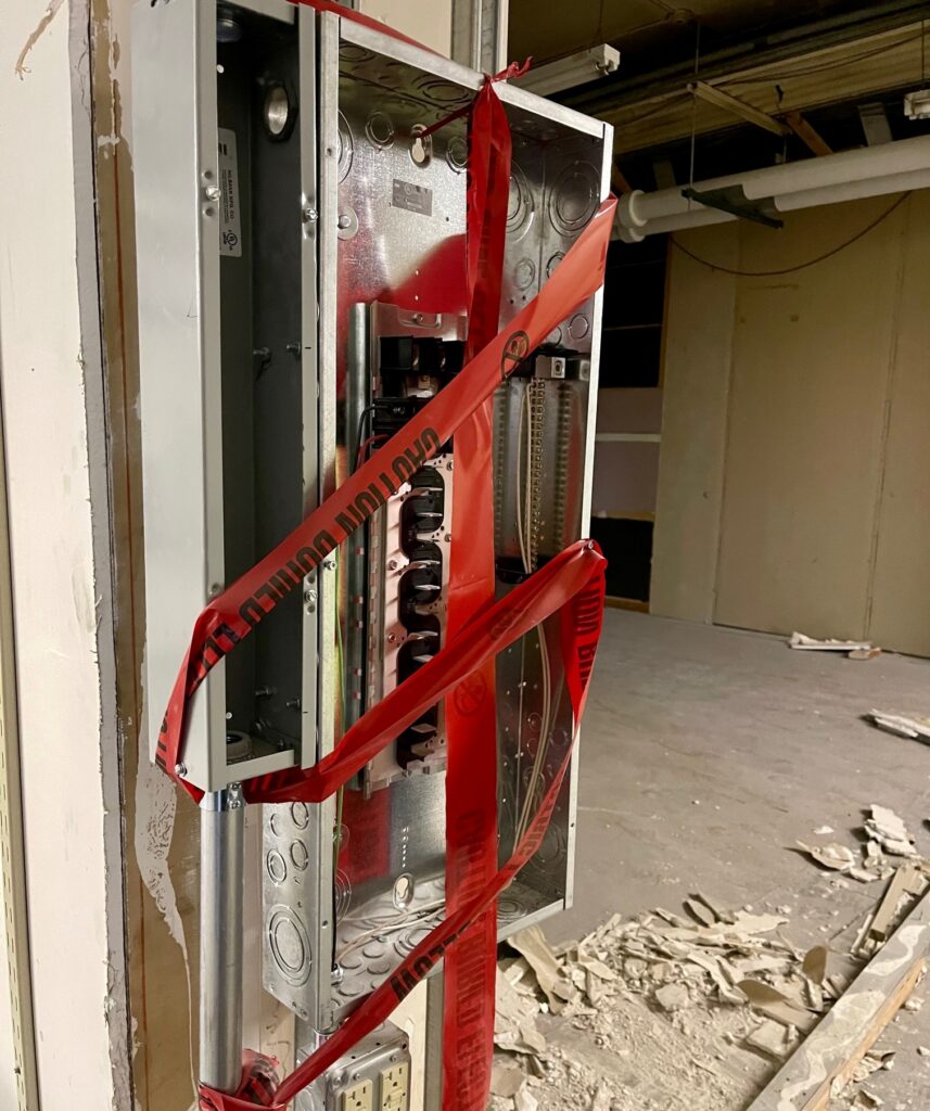 Temporary-permanent power panel.