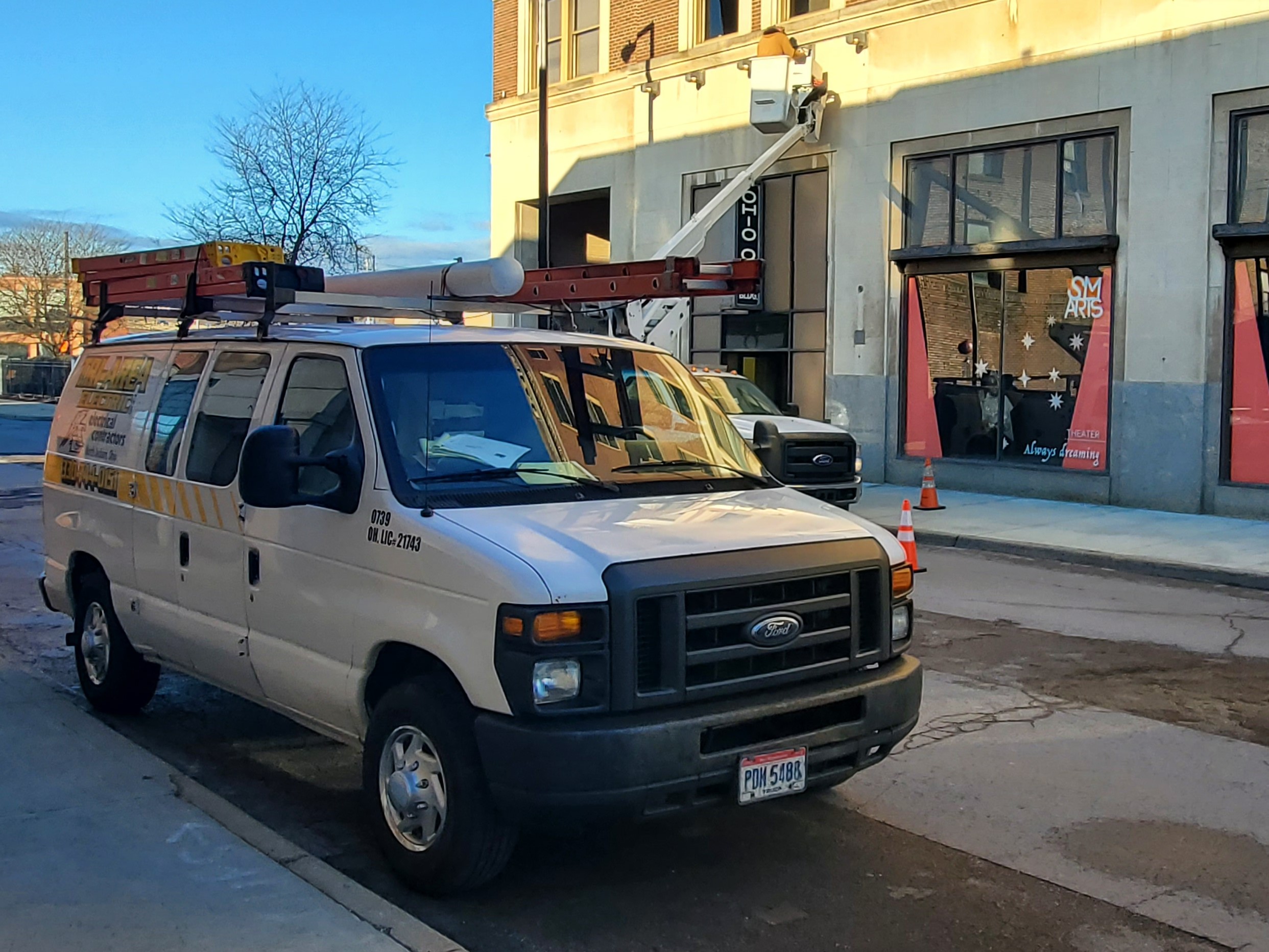 Tri-Area Electric truck is outside the Ohio One Building in Youngstown.