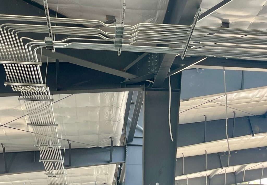 Tri-Area electricians were able to complete overhead conduit runs ahead of time.