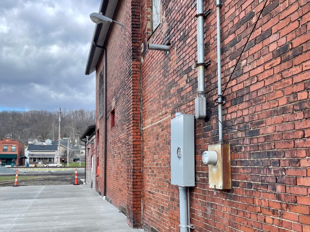Outside power box and driveway