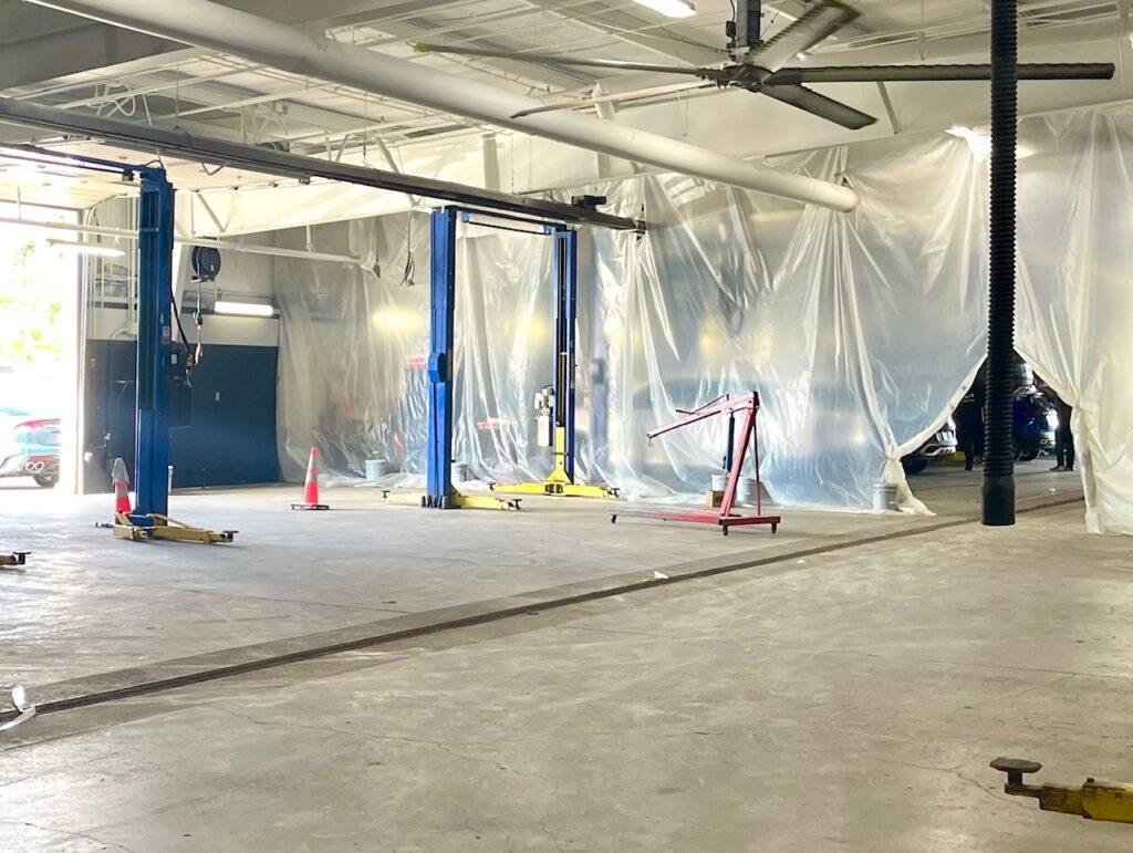 Current vehicle service area remains open while renovations at the dealership continue.