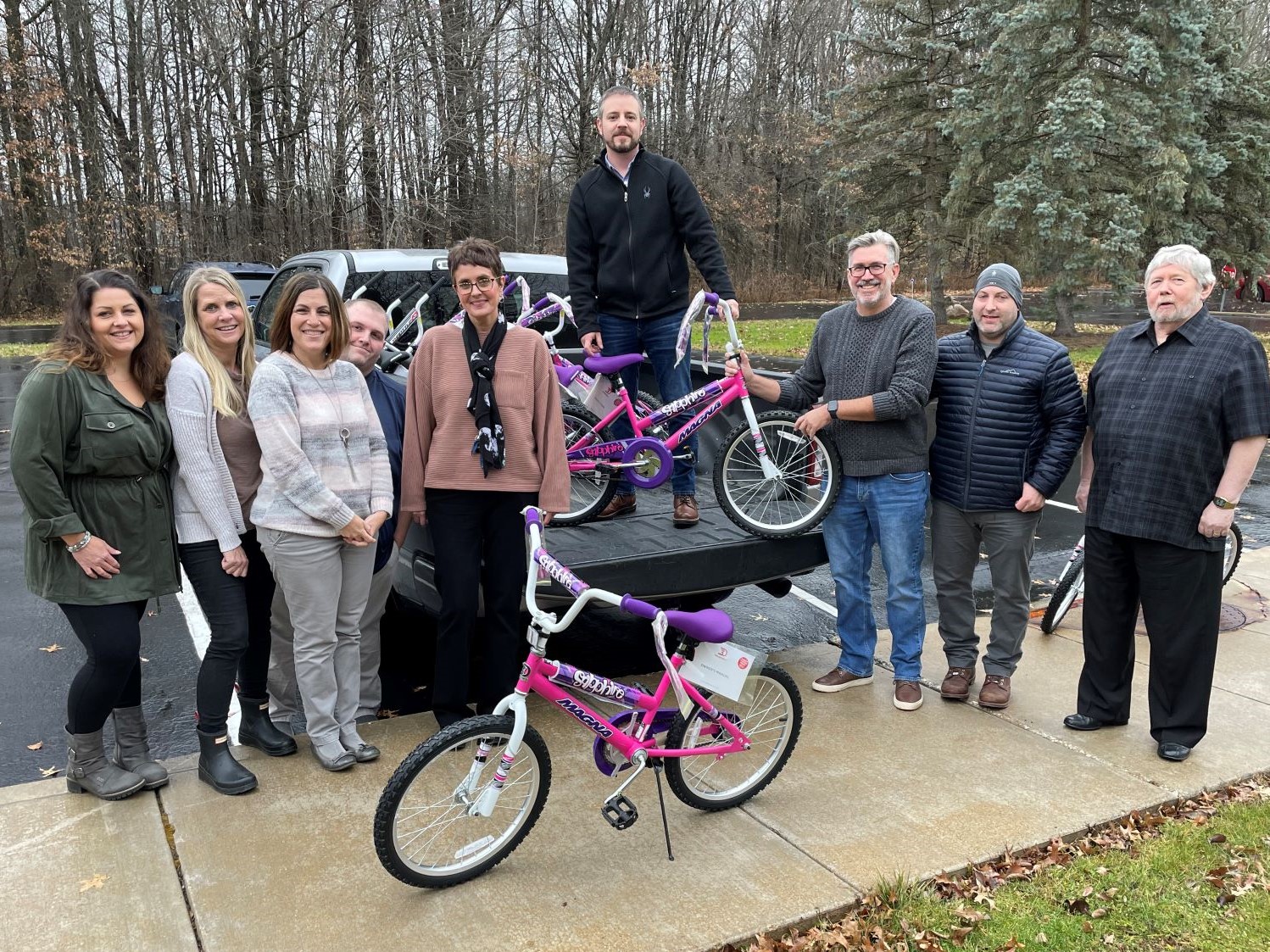 unloading bikes from truck